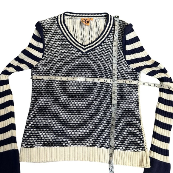 Tory Burch Alarice V Neck Cotton Sweater Size Large - Picture 5 of 8